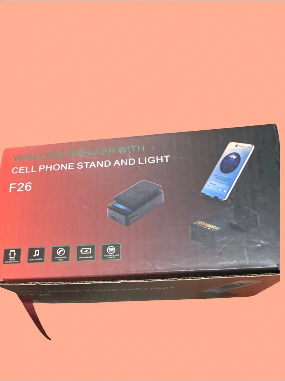 F26 Wireless Speaker with Cell Phone Stand and Light - Black